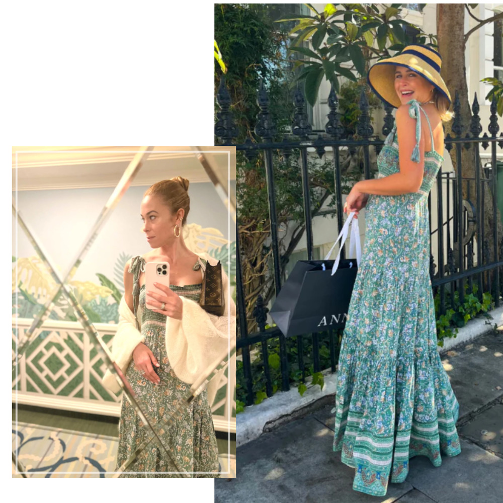 Benita Maxi Dress Tiered Ruffle Green M